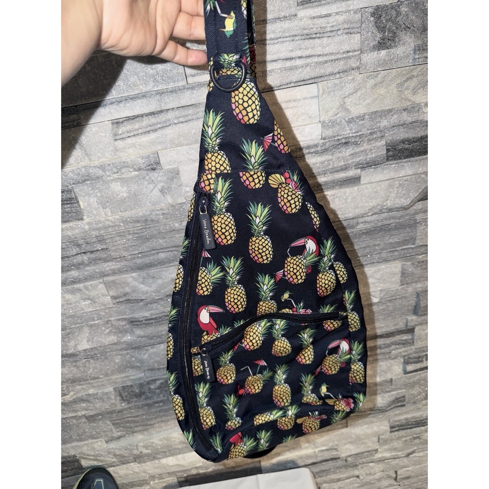 Vera Bradley Essential Sling Backpack Purse toucanParty Pineapple Navy Blue EUC